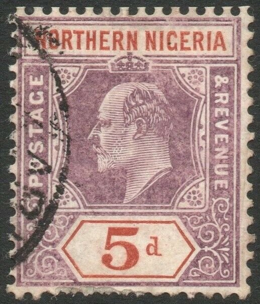 NORTHERN NIGERIA-1907 5d Dull Purple & Chestnut chalk paper Sg 24a AU V45848