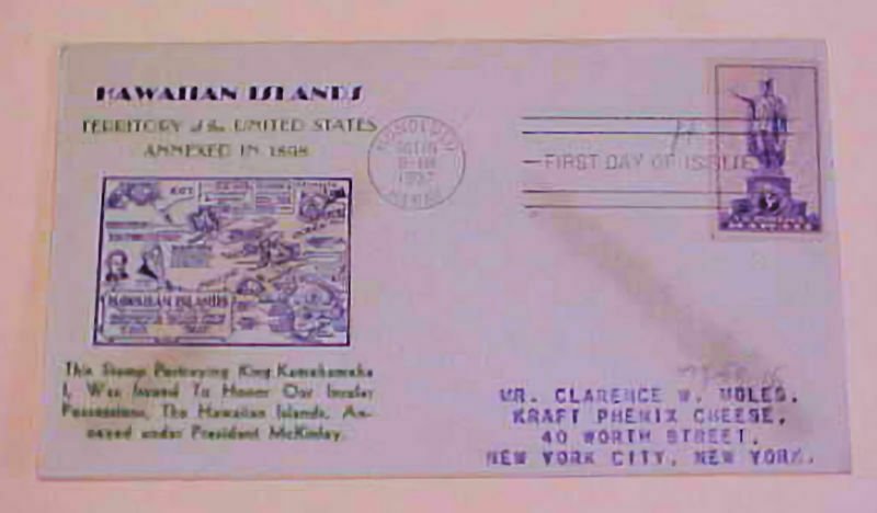 US  HAWAII  FDC #799-59 CACHETED 1937