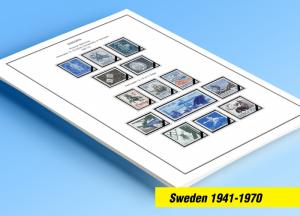 COLOR PRINTED SWEDEN 1941-1970 STAMP ALBUM PAGES (47 illustrated pages)