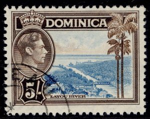 DOMINICA GVI SG108, 5s light blue & sepia, FINE USED. Cat £13.