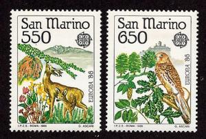 San Marino-1986-SC 1107-1108-MH-Deer,Falcon-Europa Issue