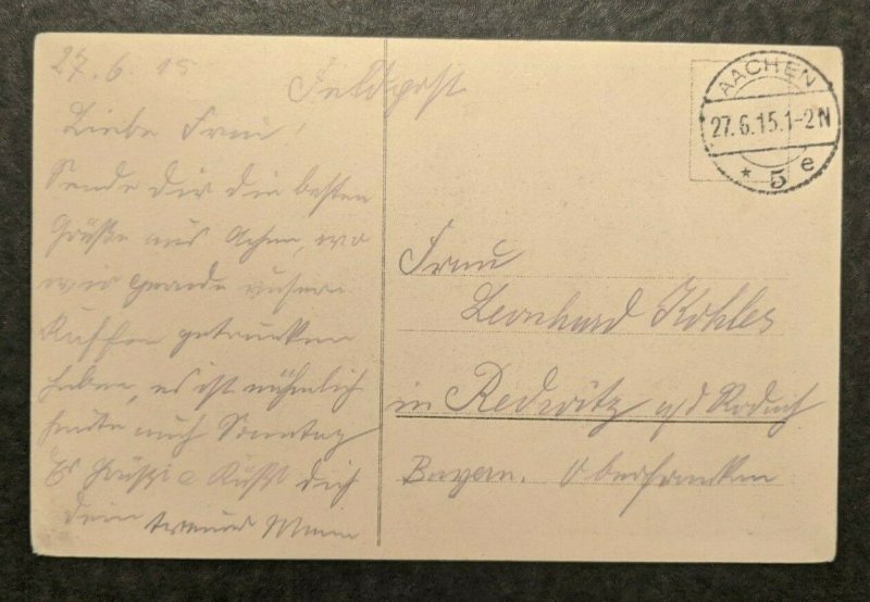 1915 Graf Zeppelin Aachen Germany Illustrated Postcard Cover