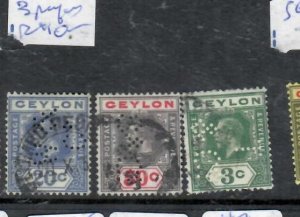 CEYLON KGV 3 DIFFEENT PERF INS   VFU        P0131A H