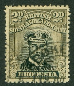 SG 258 Rhodesia 2d black & sepia. Fine used CAT £25