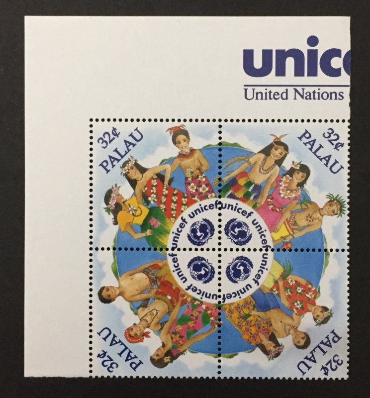 Palau 1996 #387 Block of 4, UNICEF, MNH.