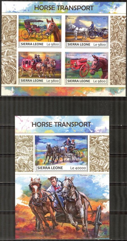 Sierra Leone 2017 Horses Transport sheet + S/S MNH