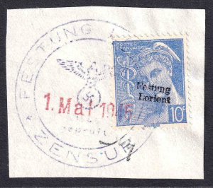 FRANCE 356 FESTUNG LORIENT OVERPRINT €800 SPINK/MAURY CV ZENSUR CDS VF SIGNED *