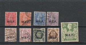 Middle East Forces  Scott#  1-9  Used  (1942-3 Overprinted)