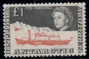 BRITISH ANTARCTIC TERR #24 £1 Ship, og, NH, VF, Scott $190.00