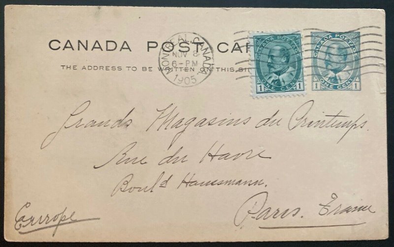 1905 Montreal Canada Postal Stationery Postcard Cover To Paris France 