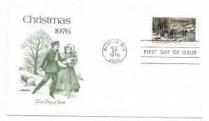 US 1703 13c Christmas Winter Pastime FDC Artmaster Cachet Unaddressd ECV $7.50