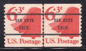 Precancel - Van Nuys, CA PSS 1518-71 Coil Line Pair - MNH