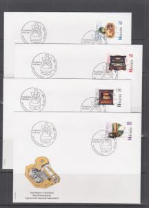 Switzerland Mi 1571/1596, 1996 issues, 4 complete sets in singles on 14 FDCs