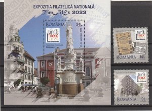 Romania STAMPS 2023 TIMISOARA CITY EXPO TIMFILEX MONUMENT MNH POST MS and set