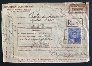 1935 Higuey Dominican Republic Values Receipt Cover To Santo Domingo