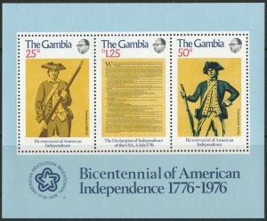 1976 Gambia 326-328/B1 200 years of US independence