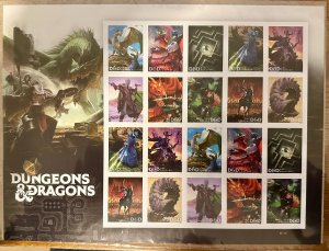 US # 5909-5918 Dungeons & Dragons forever 2024 full pane of 20 Mint NH