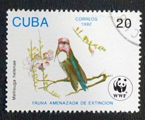 CUBA Sc# 3430 WWF HUMMINGBIRDS World Wildlife BIRDS  20c 1992 used cto