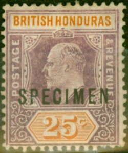 British Honduras 1907 25c Dull Purple & Orange Specimen SG89s Good MM