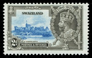 [sto641] SWAZILAND 1935 Silver Jubilee SG22a. 2d Extra flagstaff variety MNH