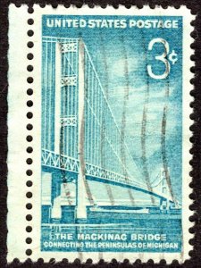 1958, US 3c, Mackinac Bridge, Used, VF-XF-89, Sc 1109