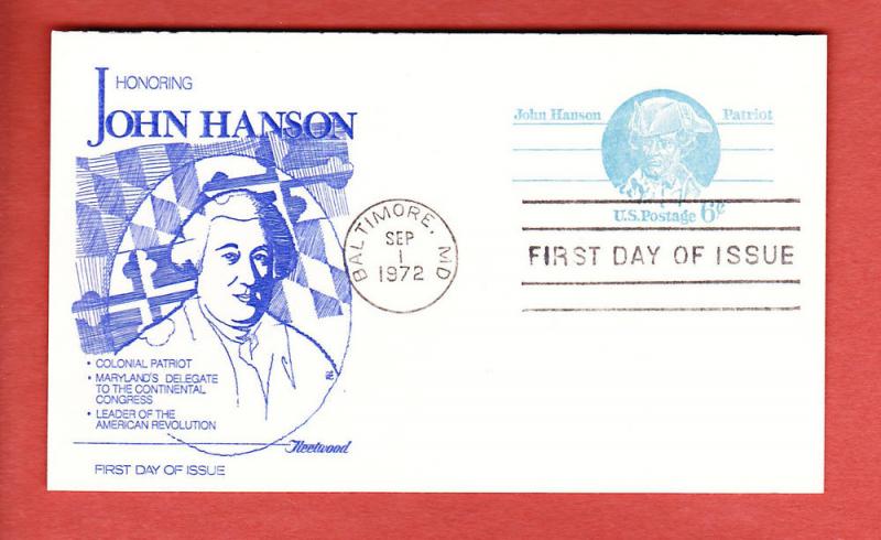 #UY23 John Hanson Reply card - Fleetwood Cachet BD!