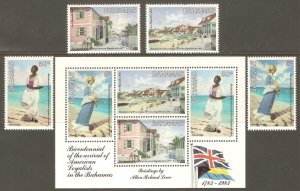 BAHAMAS Sc# 543 - 546a MNH FVF Set-4+ Souv Sht Art Loyalist Dreams Island Hope