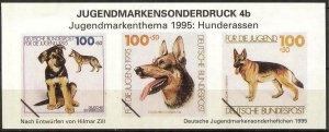 Germany 1995 Youth Stamps Dogs S/S Imperf.  MNH