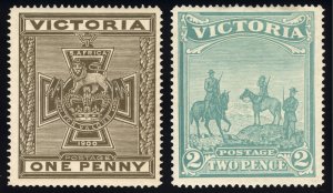 Australia 1900 Victoria 1d-2d BoerWar Fund Scott B3-B4 SG 374-375 MH Cat $350