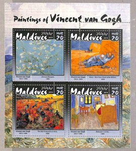 A2187 - MALDIVES - ERROR: MISPERF, Miniature sheet - 2019, Art, Vincent Van Gogh