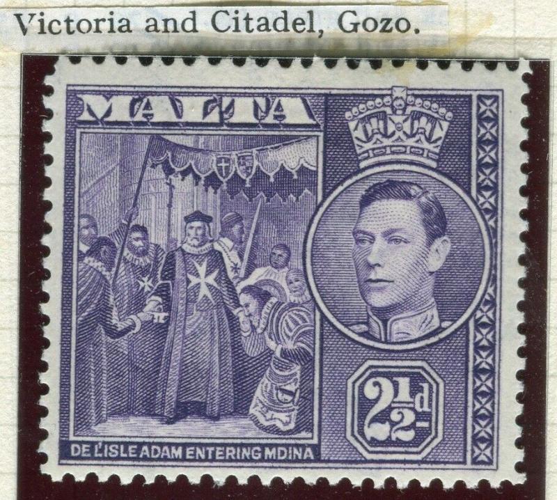 MALTA; 1938 early GVI pictorial issue fine Mint hinged 2.5d. value 