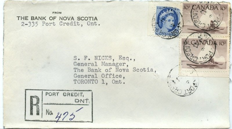 Port Credit, Ont.  Registered 1956 Wilding issue cover Canada 