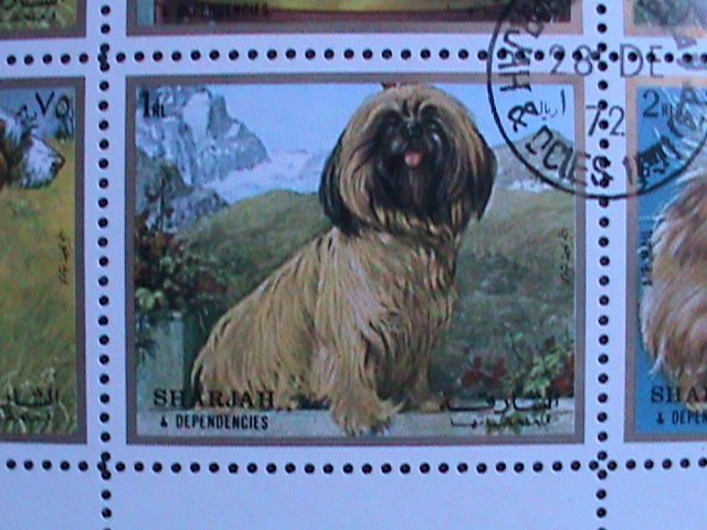 SHARJAH-1972-WORLD FAMOUS LOVELY DOGS CTO FANCY CANCEL SHEET-VERY FINE