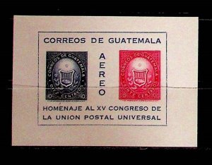 GUATEMALA Sc C310 NH SOUVENIR SHEET OF 1964 - UPU CONGRESS