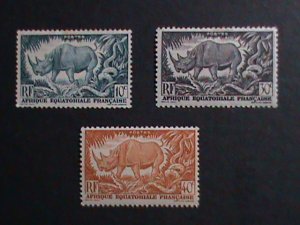 ​FRENCH EQUATORIAL AFRICA-1946 -76 YEARS OLD-BLACK RHINOCEROS MINT VERY FINE