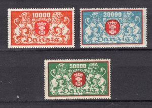 GERMANY DANZIG 1923 INFLATION ISSUE MICHEL 147-149 PERFECT MNH
