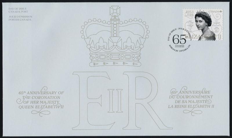 Canada 3098 on FDC - Queen Elizabeth 65th Anniv of Coronation