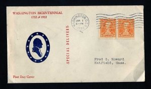 # 711 First Day Cover addressed with Aeroprint cachet dated 1-1-1932