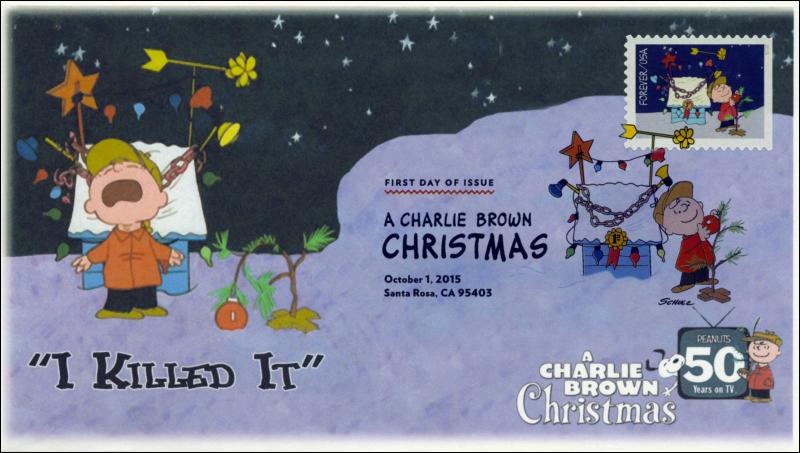 SC 5030, 2015, Charlie Brown Christmas, FDC, DCP, Tree, 15-272