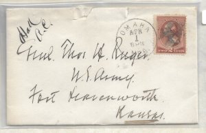 1886 Cover & Letter from General Robert Hall, US Army, Omaha ... (54352)