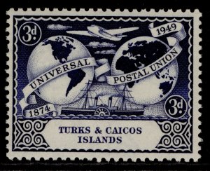 TURKS & CAICOS ISLANDS GVI SG218, 3d deep blue, NH MINT.