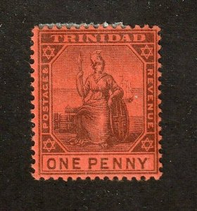 Trinidad stamp #77, MH, type 2, Oval O in One Penny,  CV $400