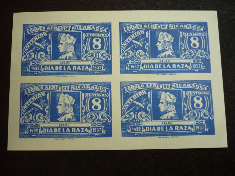 Stamps - Nicaragua - Scott# C218b - Mint Never Hinged Block of 4 Imperf Stamps