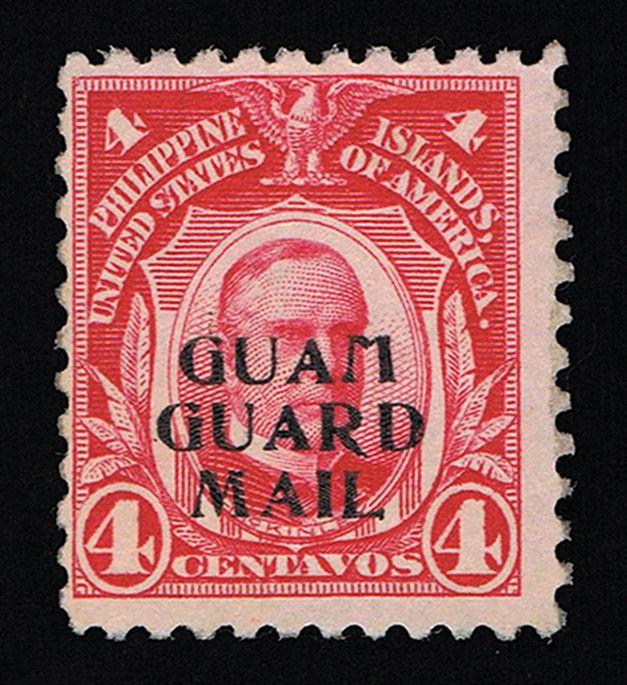 GENUINE GUAM SCOTT #M2 MINT OG NH 1930 CARMINE GUARD MAIL OVERPRINT SCV $325