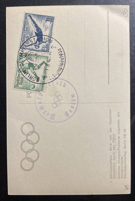 1936 Berlin Germany RPPC Real Picture Postcard Cover Olympic Stadium View