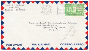 BAHAMAS cover Nassau, 4 Oct. 1949 - The 6d air mail rate to USA