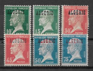 French Algeria 1924-25, on Pasteur, Scott # 7, 10, 14, 21,22,25, VF MH* (SL-1)