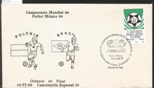 J) 1983 MEXICO, POLAND-BRAZIL, BALL, SPECIAL CANCELLATION, II WORLD YOUTH FOOTBA