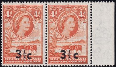 Bechuanaland 1961 SC 173a+173b SG 161c Wide Surcharge II