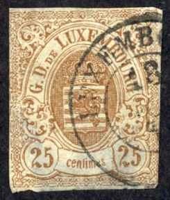 Luxembourg Sc# 9 Used 1859-1864 25c Coat of Arms